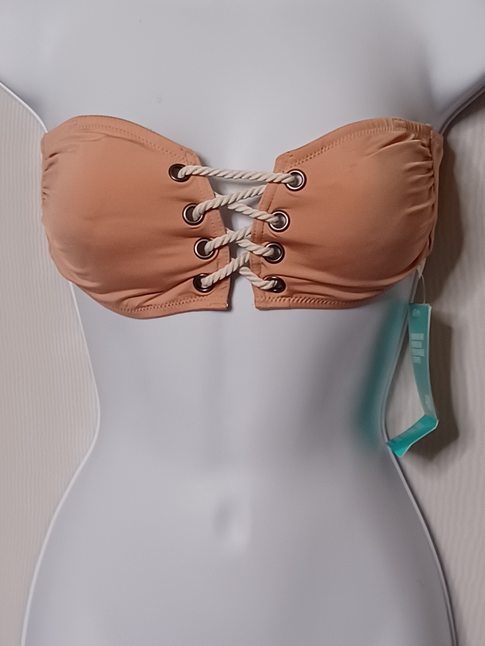 H&M Peach Lace Up Front Bandeau Swim Top. Size 8